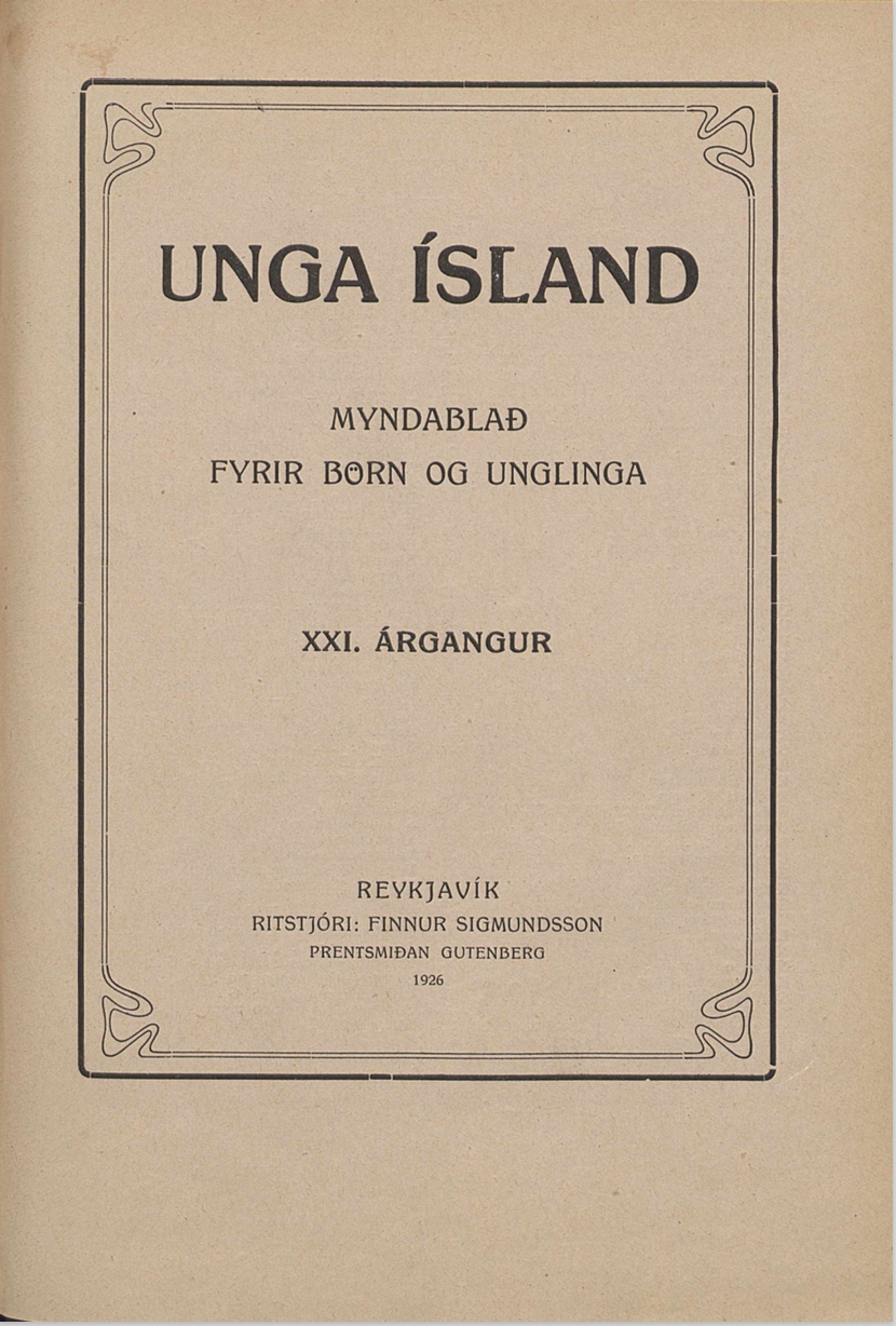 Unga_Island_1.tolublad_01.01.1926-forsida